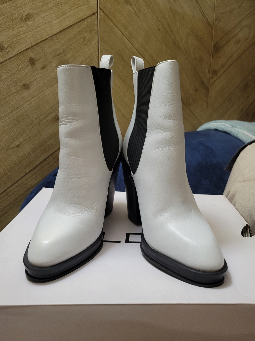 ALDO Desarea Two-Toned White/Black High Heel Dress Botties